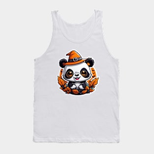 A adorable panda bear wearing a witch hat, halloween art Tank Top